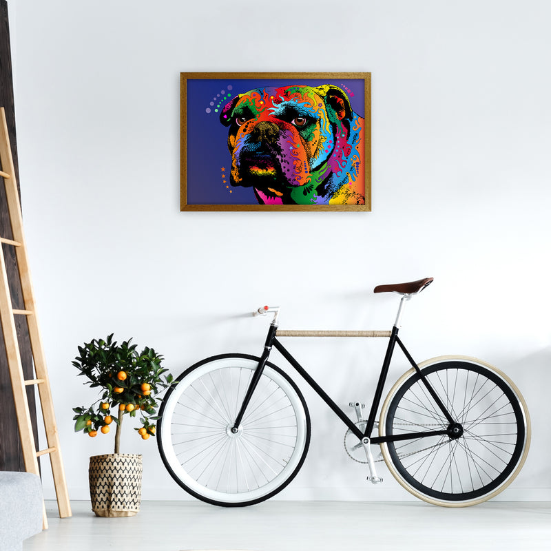 Bulldog Dog Blue Art Print by Michael Tompsett A2 Print Only