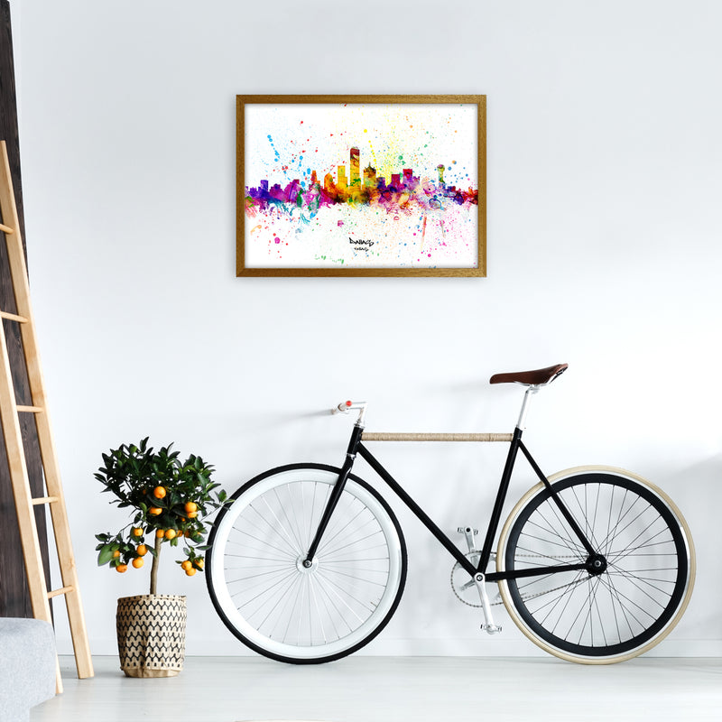 Dallas Texas Skyline Splash Art Print by Michael Tompsett A2 Print Only
