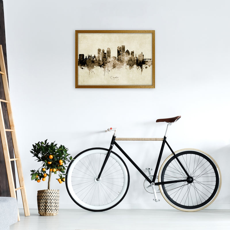 Dayton Ohio Skyline Vintage Art Print by Michael Tompsett A2 Print Only