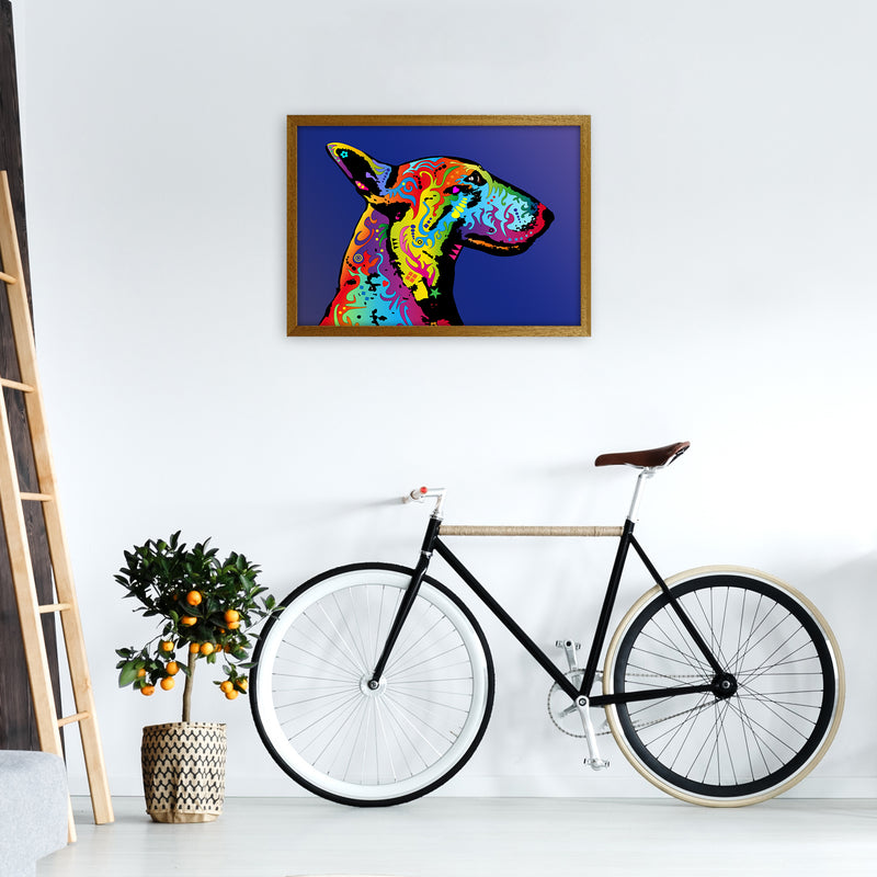 English Bull Terrier Dog Blue Art Print by Michael Tompsett A2 Print Only