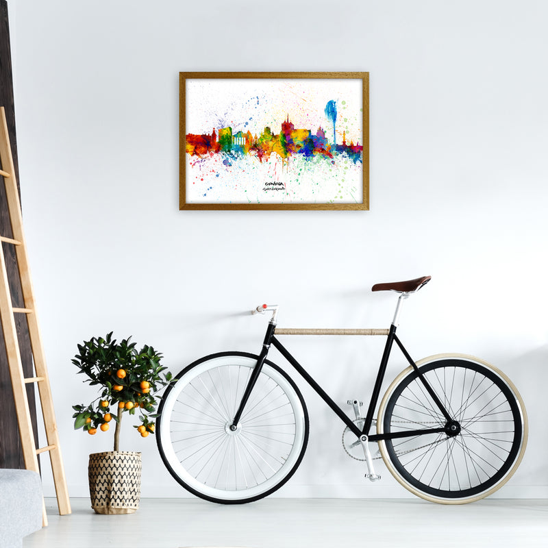 Geneva Switzerland Skyline Splash Art Print by Michael Tompsett A2 Print Only