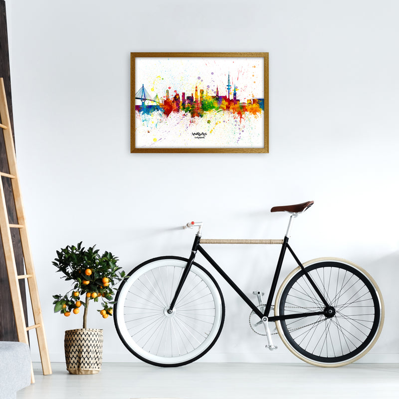Hamburg Germany Skyline Splash Art Print by Michael Tompsett A2 Print Only