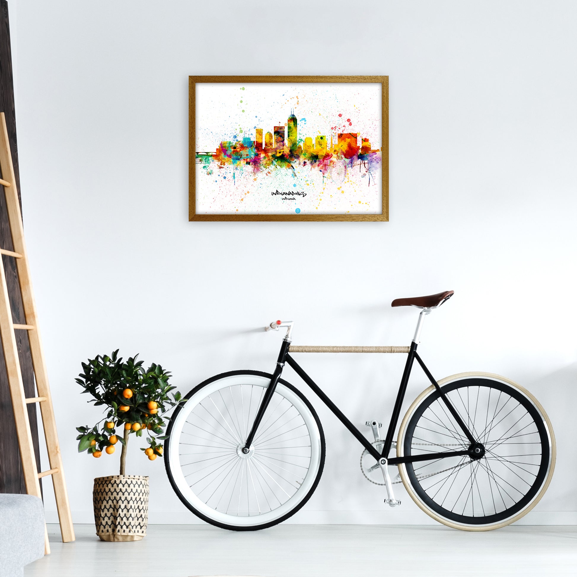 Indianapolis Indiana Skyline Splash Art Print by Michael Tompsett A2 Print Only