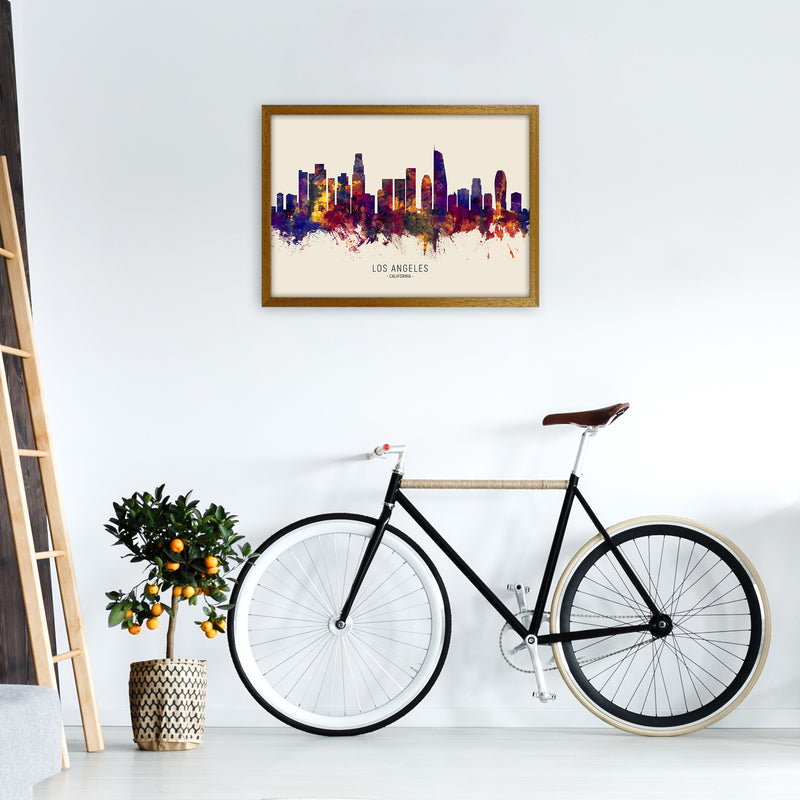 Los Angeles California Skyline Autumn City Name Art Print by Michael Tompsett A2 Print Only