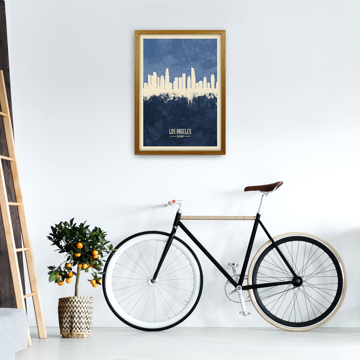 Los Angeles California Skyline Portrait Navy Art Print by Michael Tompsett A2 Print Only