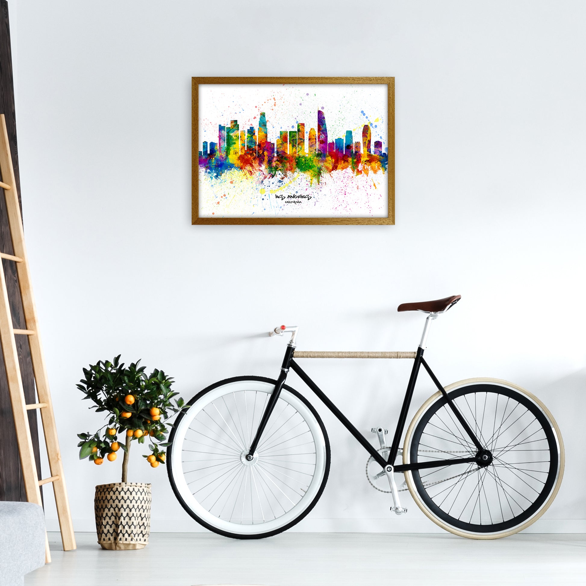 Los Angeles California Skyline Splash Art Print by Michael Tompsett A2 Print Only