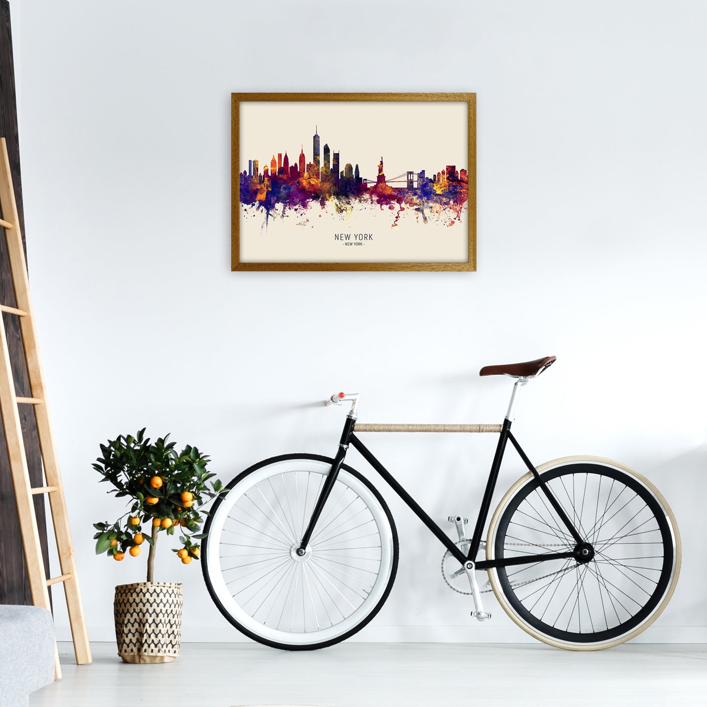 New York New York Skyline Autumn City Name Art Print by Michael Tompsett A2 Print Only