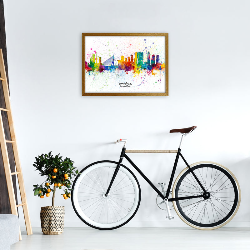 Rotterdam Netherlands Skyline Splash Art Print by Michael Tompsett A2 Print Only