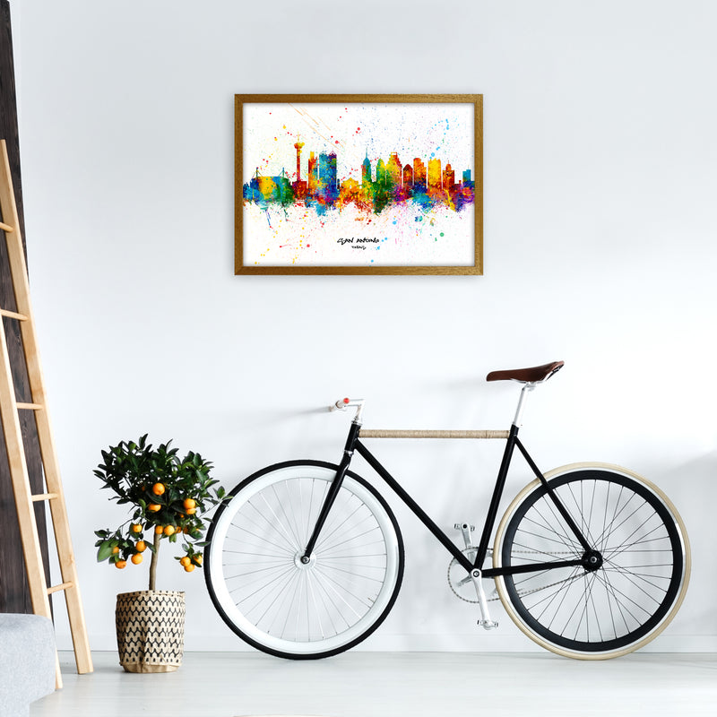 San Antonio Texas Skyline Splash Art Print by Michael Tompsett A2 Print Only