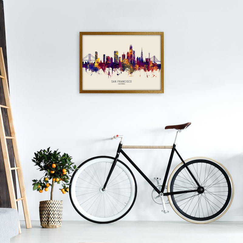 San Francisco California Skyline Autumn City Name Art Print by Michael Tompsett A2 Print Only
