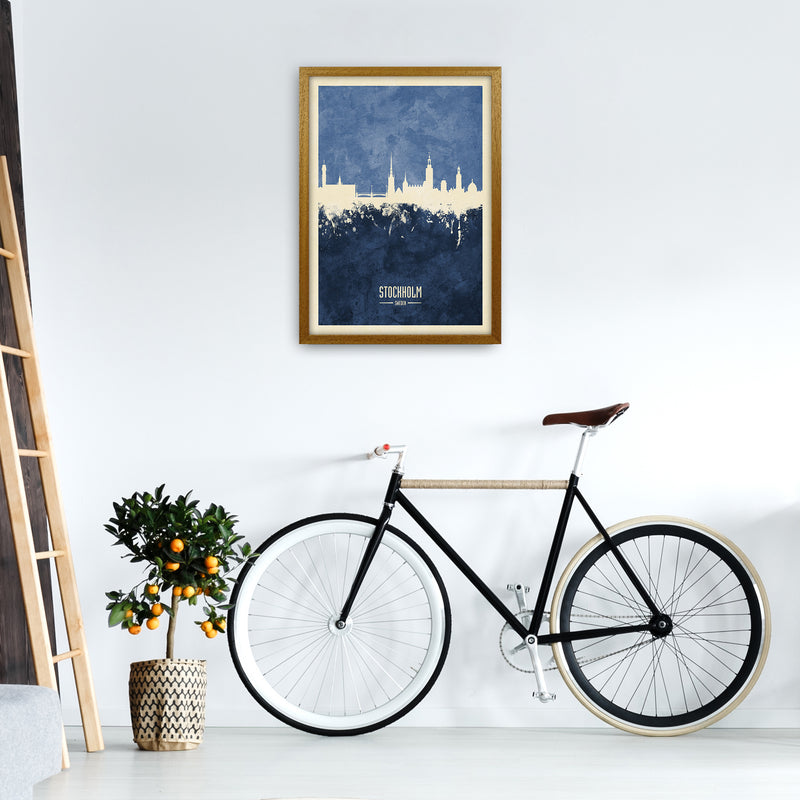 Stockholm Sweden Skyline Portrait Navy Art Print by Michael Tompsett A2 Print Only