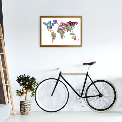 Text Map of the World Colour Art Print by Michael Tompsett A2 Print Only