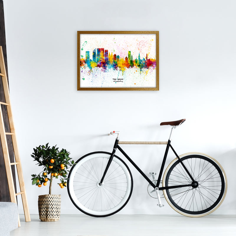 The Hague Netherlands Skyline Splash Art Print by Michael Tompsett A2 Print Only