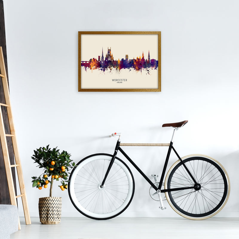 Worcester England Skyline Autumn City Name Art Print by Michael Tompsett A2 Print Only