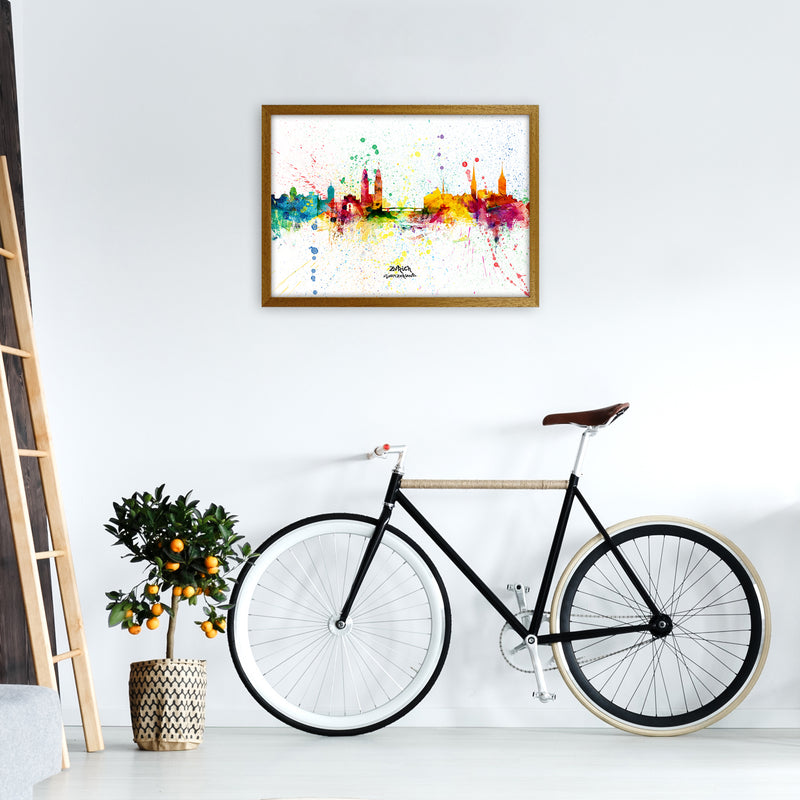 Zurich Switzerland Skyline Splash Art Print by Michael Tompsett A2 Print Only