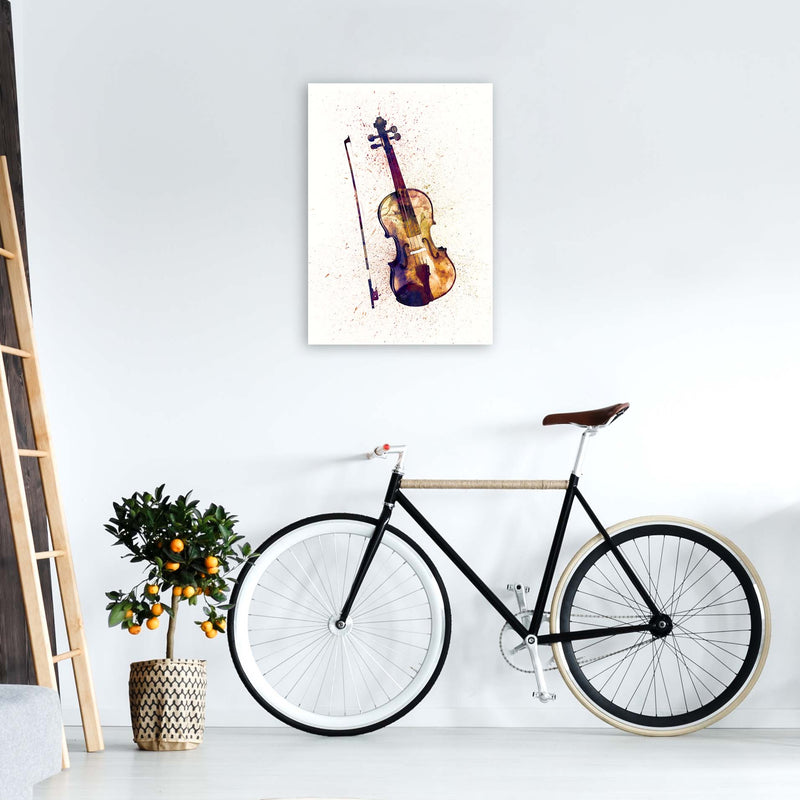 Violin Watercolour Print by Michael Tompsett A2 Black Frame
