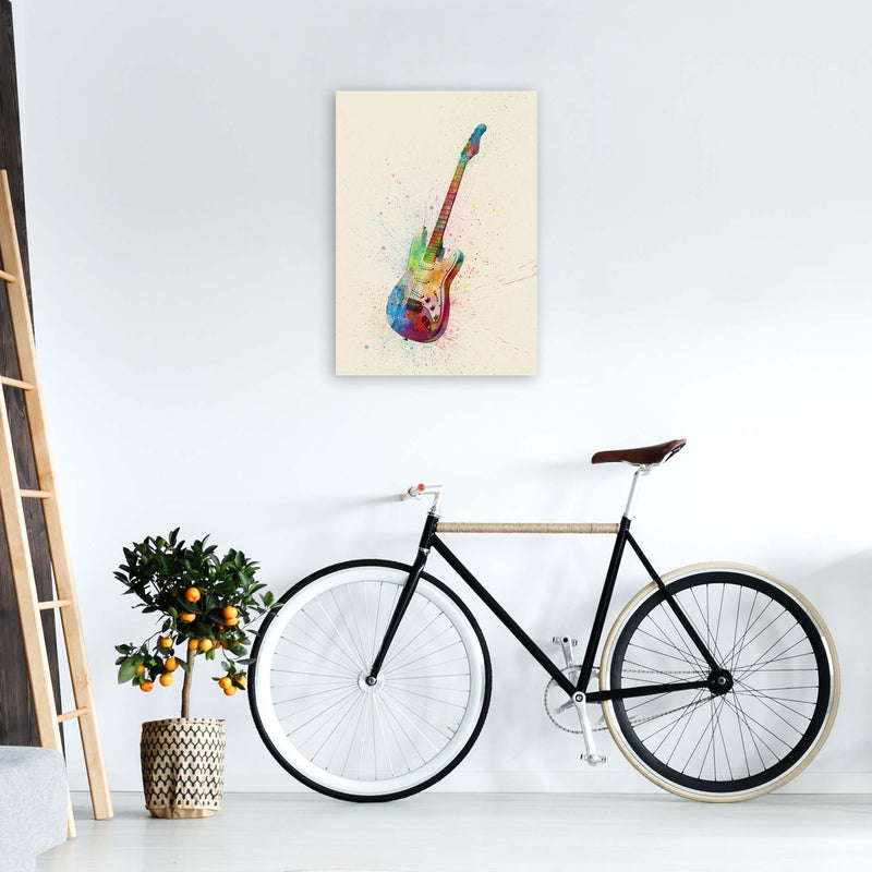 Electric Guitar Watercolour Multi-Colour  by Michael Tompsett A2 Black Frame