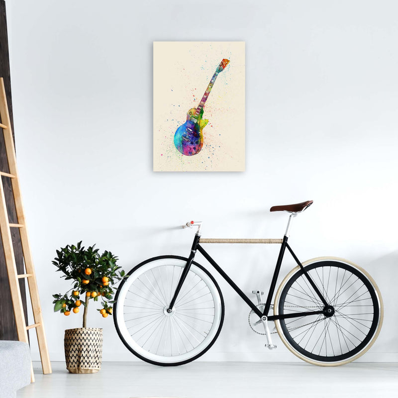 Electric Guitar Watercolour Ii Multi-Colour Print by Michael Tompsett A2 Black Frame