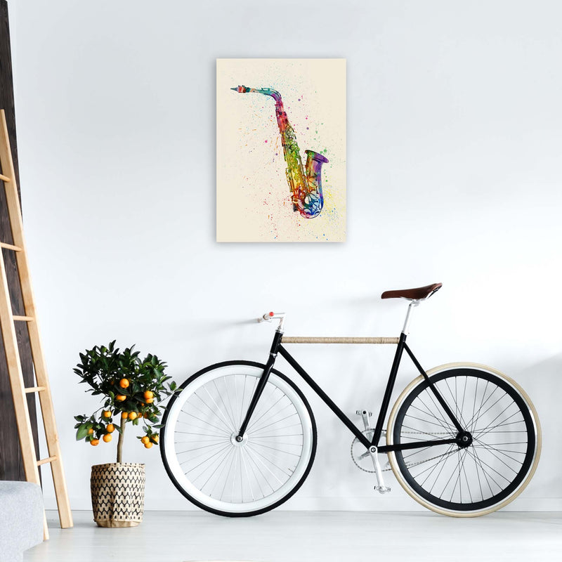 Saxophone Watercolour Multi-Colour Print by Michael Tompsett A2 Black Frame