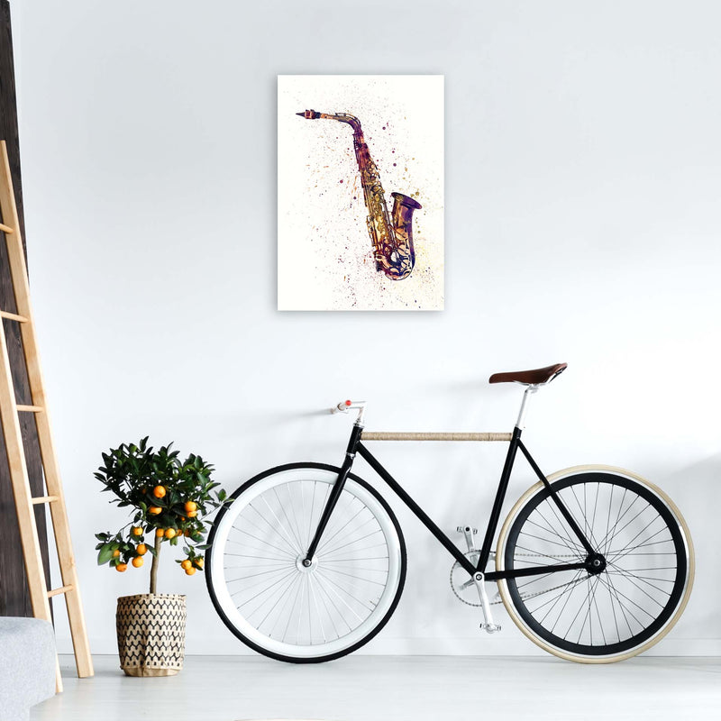 Saxophone Watercolour Print by Michael Tompsett A2 Black Frame