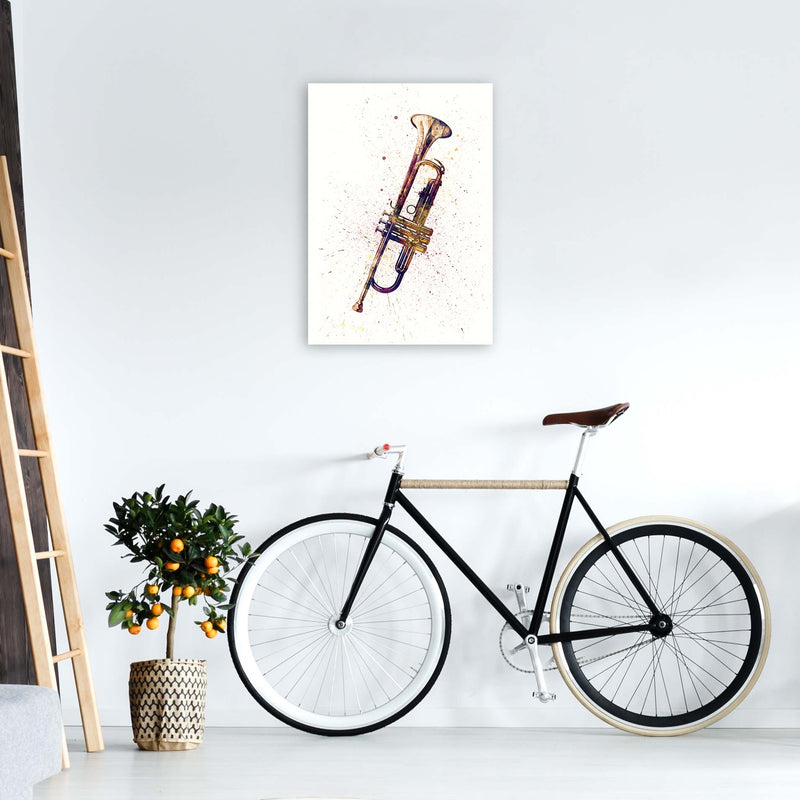 Trumpet Watercolour Music Art Print by Michael Tompsett A2 Black Frame