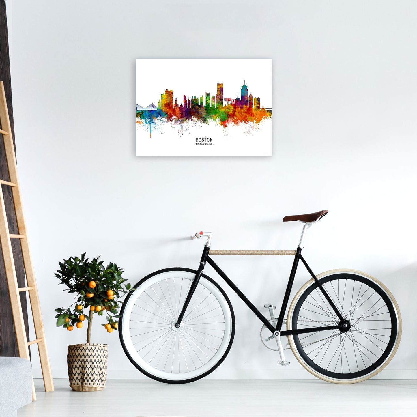 Boston Massachusetts Skyline Art Print by Michael Tompsett A2 Black Frame