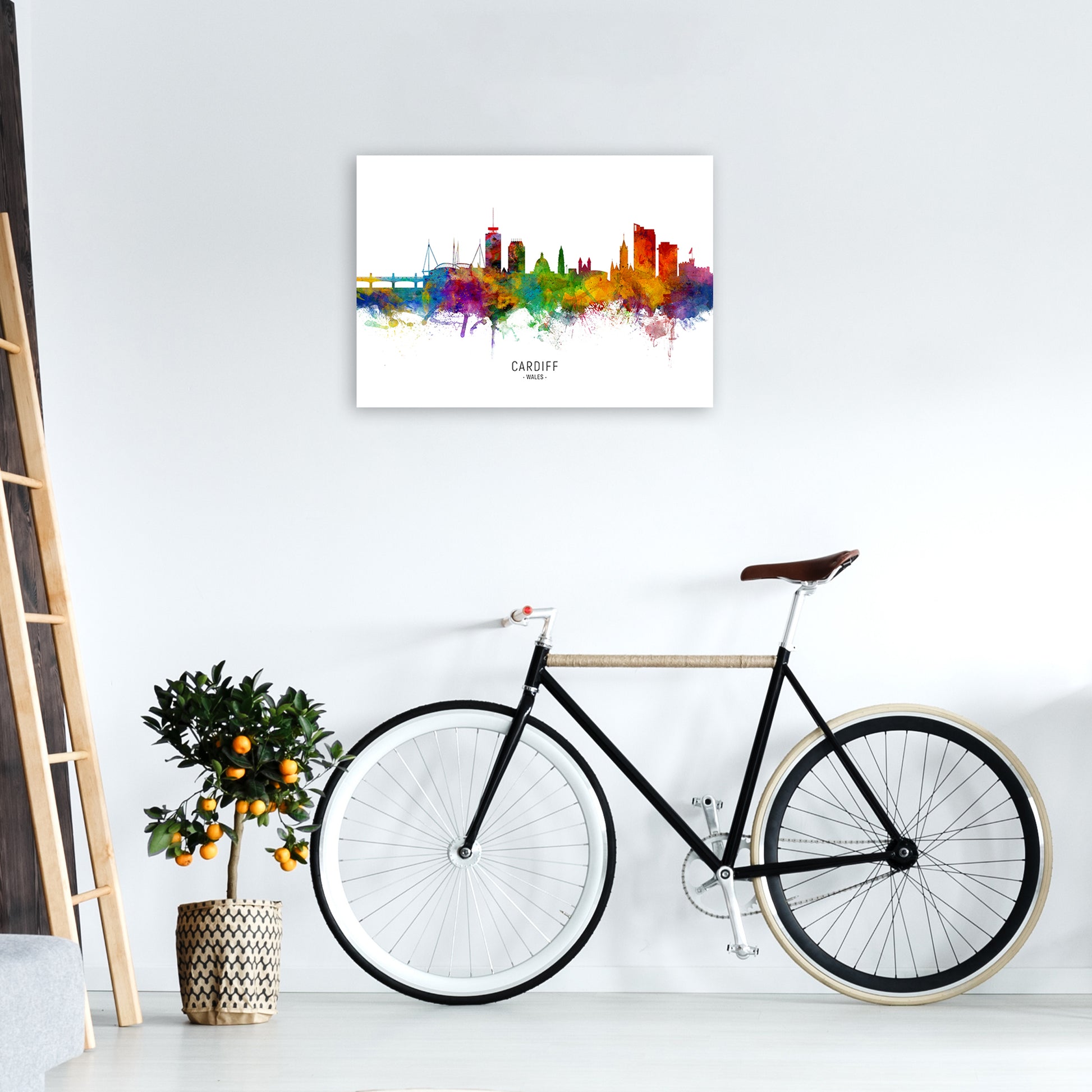 Cardiff Wales Skyline Art Print by Michael Tompsett A2 Black Frame