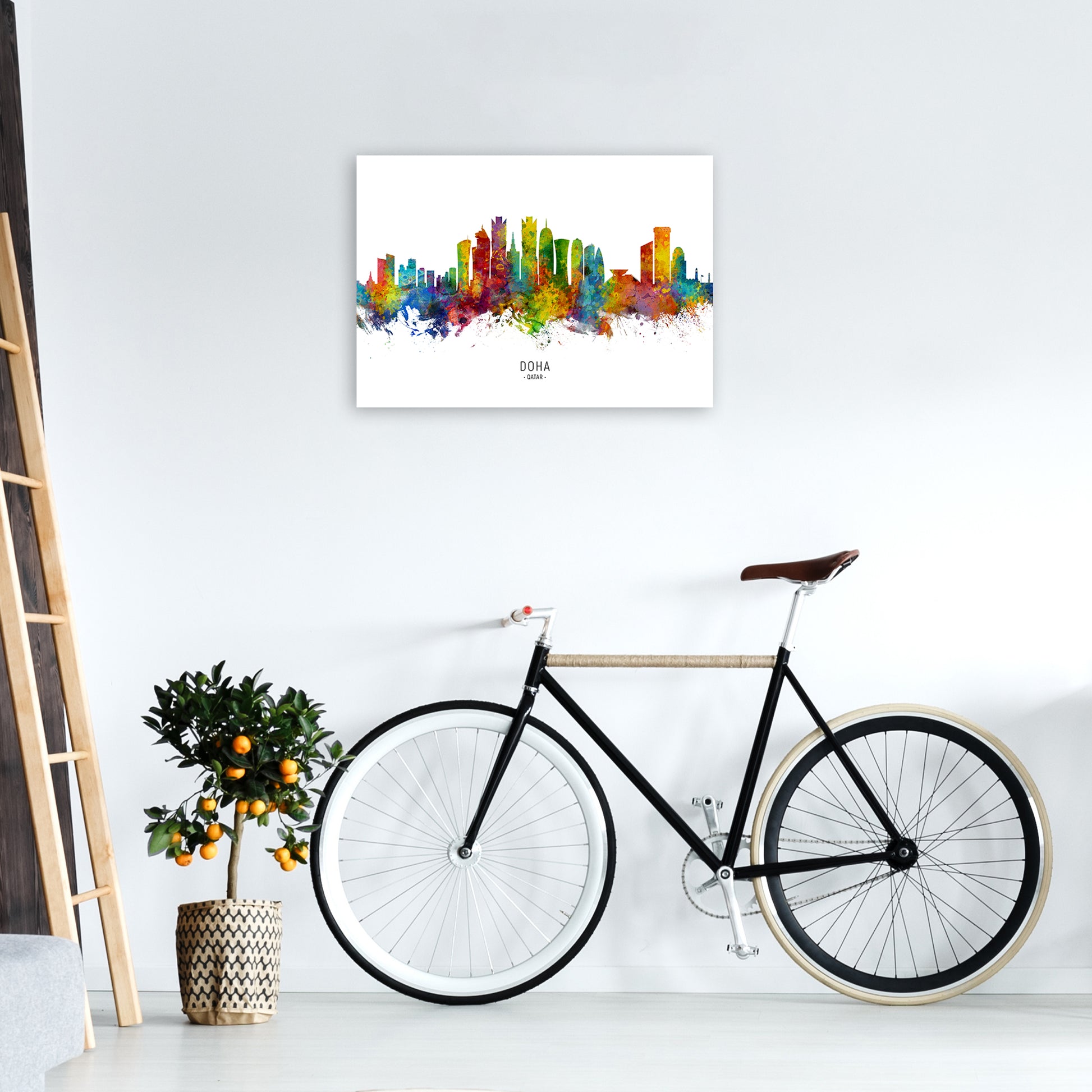 Doha Qatar Skyline Art Print by Michael Tompsett A2 Black Frame