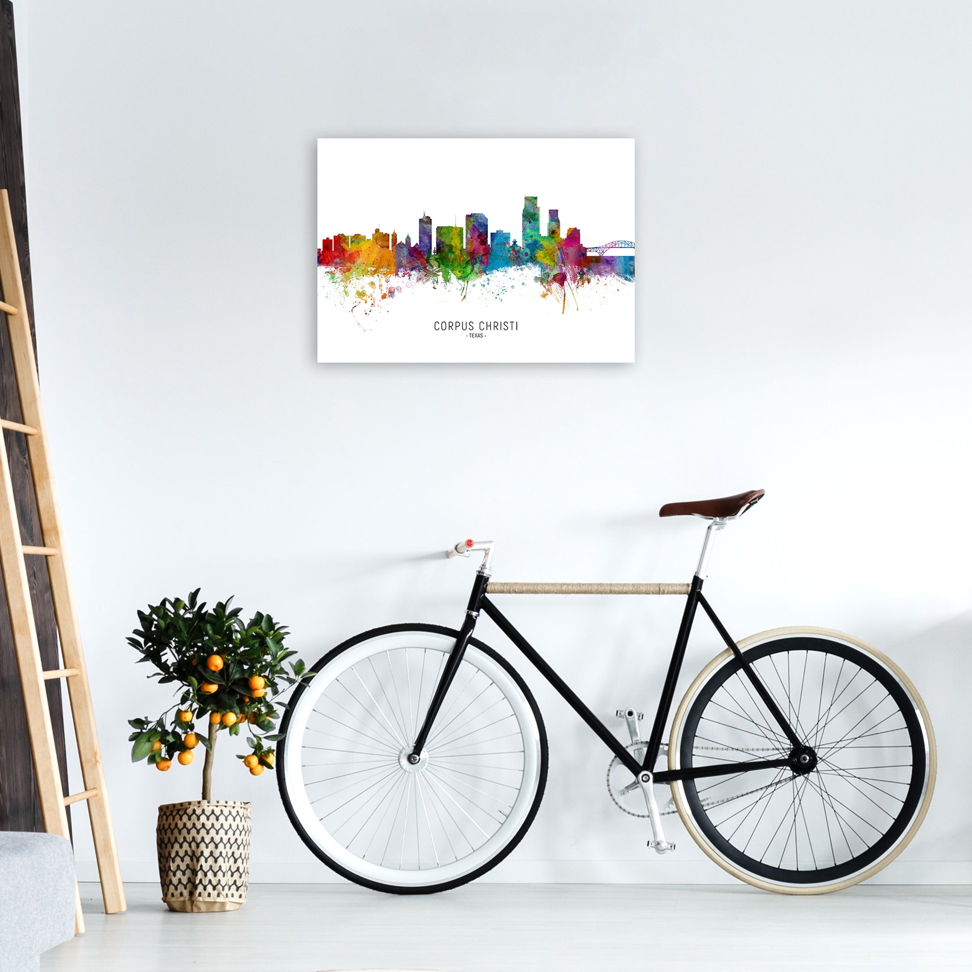 Corpus Christi Texas Skyline Art Print by Michael Tompsett A2 Black Frame