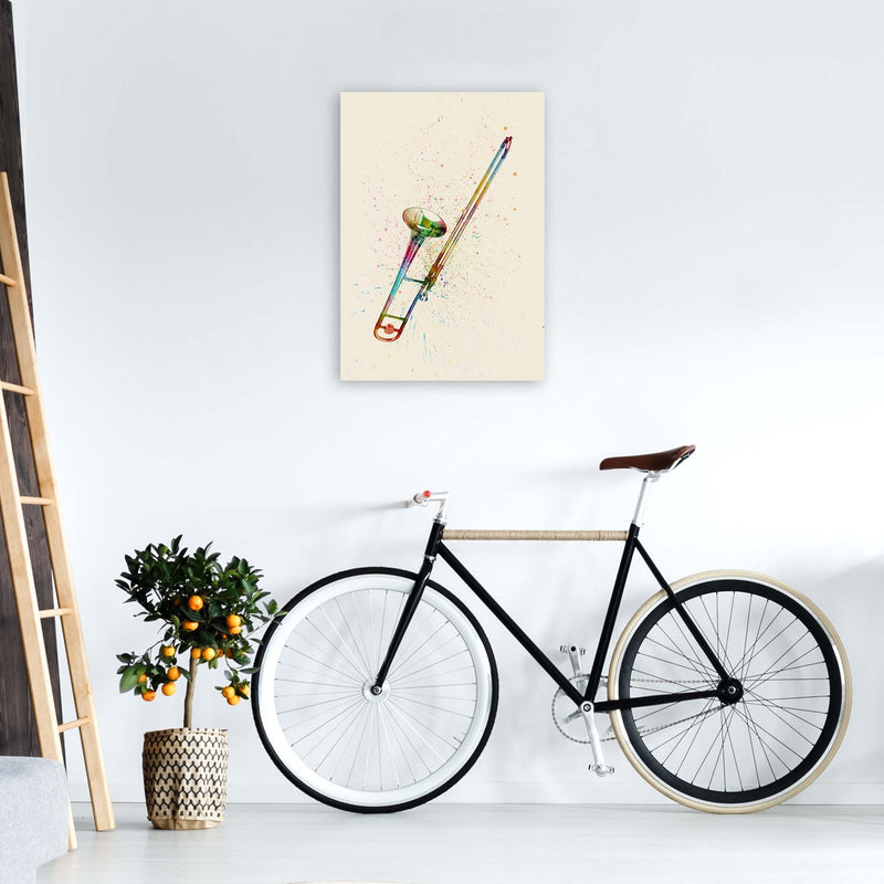 Trombone Watercolour Multi-Colour Print by Michael Tompsett A2 Black Frame