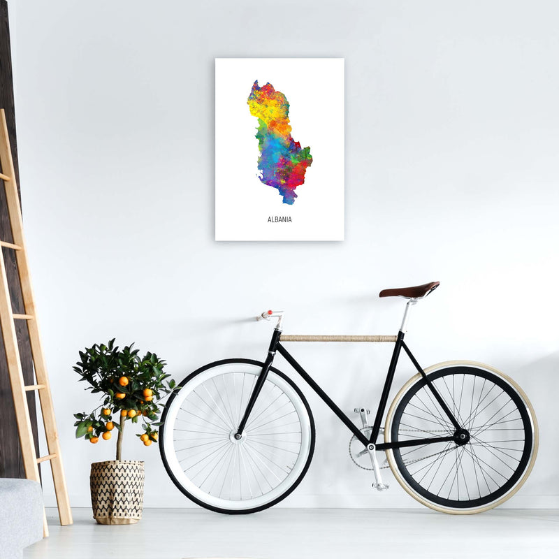 Albania Watercolour Map Art Print by Michael Tompsett A2 Black Frame