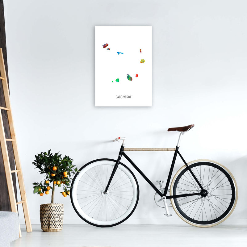 Cabo Verde Watercolour Map Art Print by Michael Tompsett A2 Black Frame