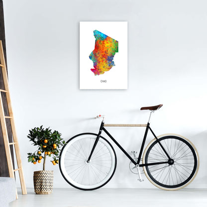 Chad Watercolour Map Art Print by Michael Tompsett A2 Black Frame