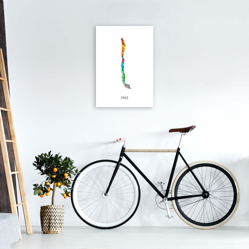 Chile Watercolour Map Art Print by Michael Tompsett A2 Black Frame