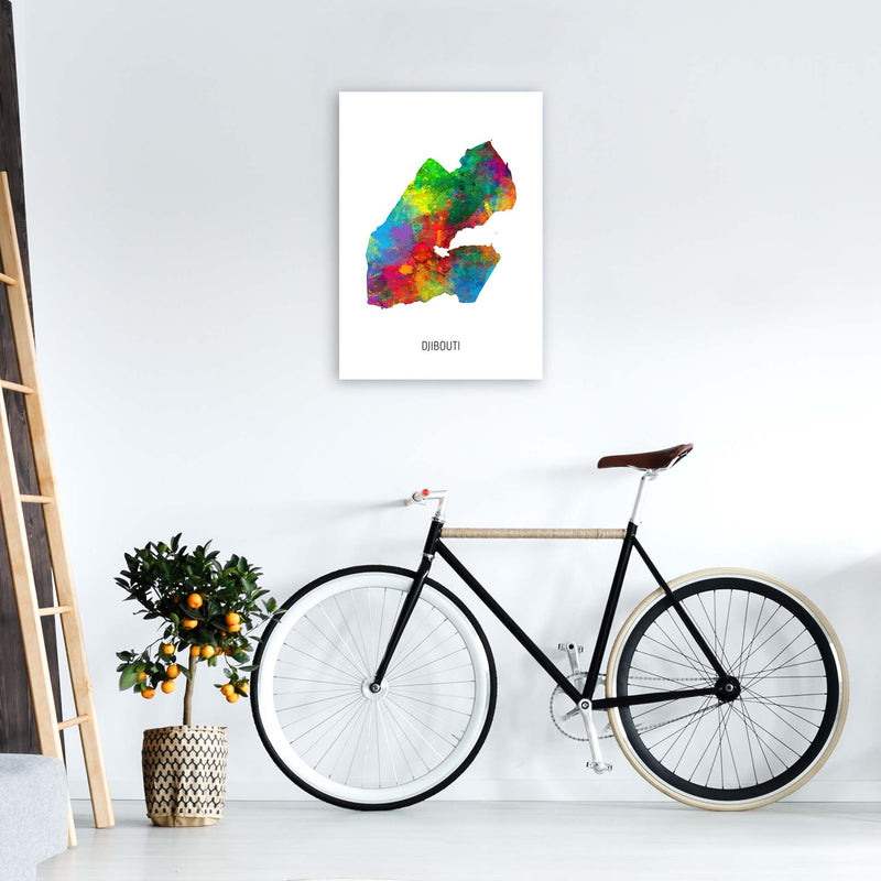 Djibouti Watercolour Map Art Print by Michael Tompsett A2 Black Frame
