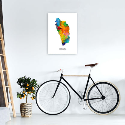 Dominica Watercolour Map Art Print by Michael Tompsett A2 Black Frame