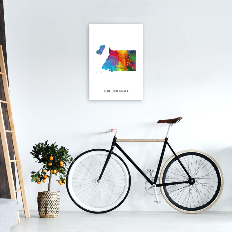 Equatorial Guinea Watercolour Map Print by Michael Tompsett A2 Black Frame