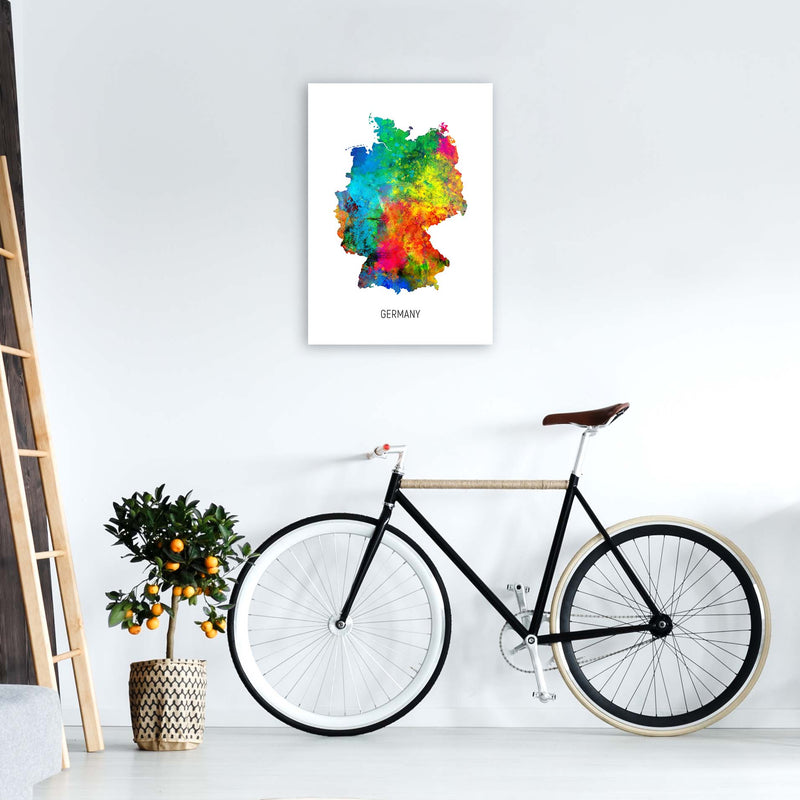 Germany Watercolour Map Art Print by Michael Tompsett A2 Black Frame