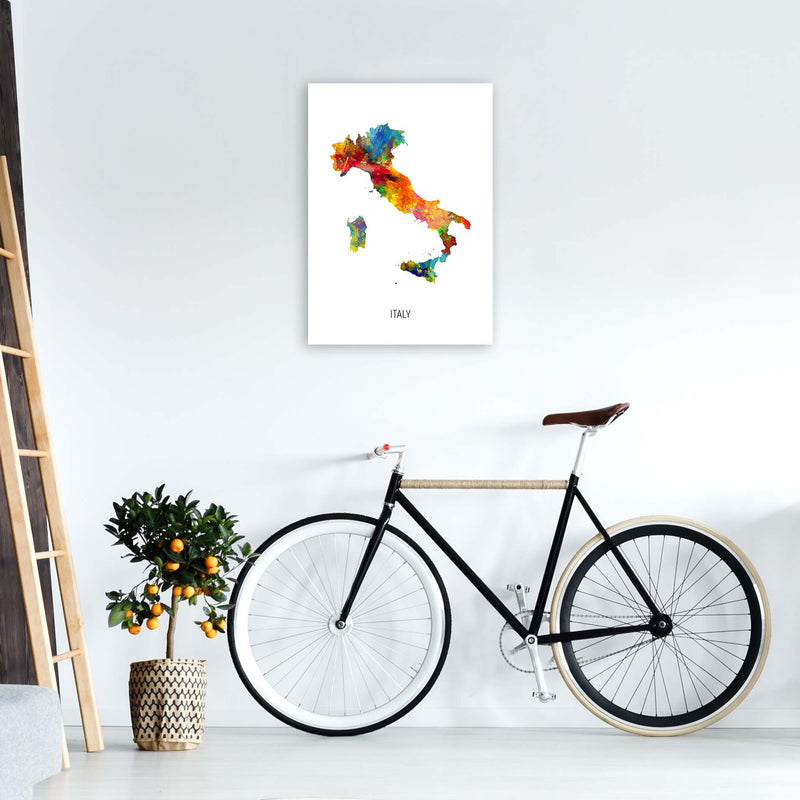 Italy Watercolour Map Art Print by Michael Tompsett A2 Black Frame