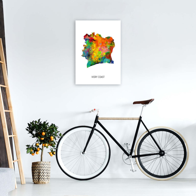 Ivory Coast Watercolour Map Art Print by Michael Tompsett A2 Black Frame