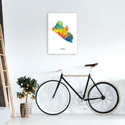 Liberia Watercolour Map Art Print by Michael Tompsett A2 Black Frame