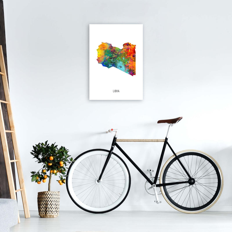 Libya Watercolour Map Art Print by Michael Tompsett A2 Black Frame