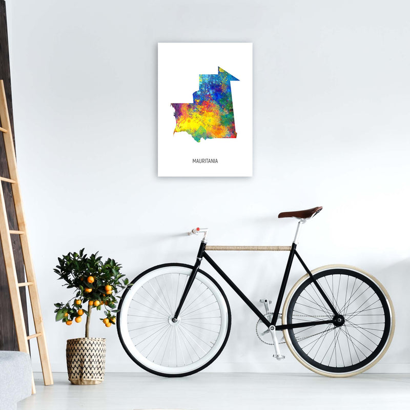 Mauritania Watercolour Map Art Print by Michael Tompsett A2 Black Frame