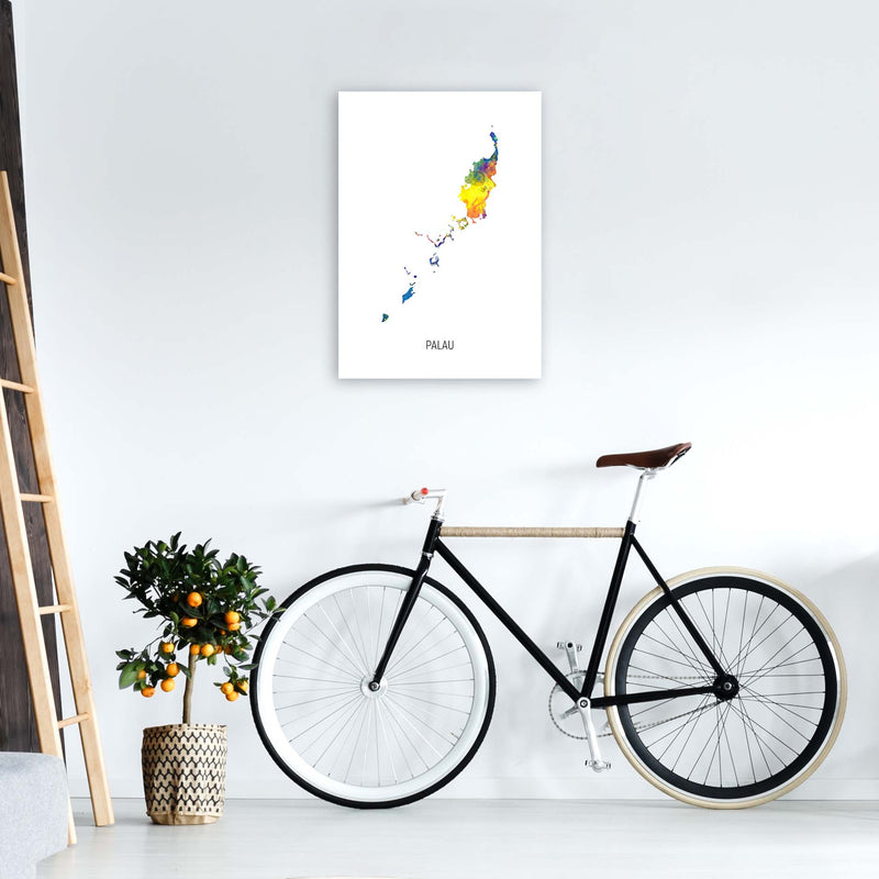 Palau Watercolour Map Art Print by Michael Tompsett A2 Black Frame