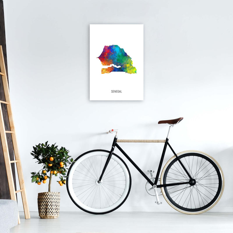 Senegal Watercolour Map Art Print by Michael Tompsett A2 Black Frame