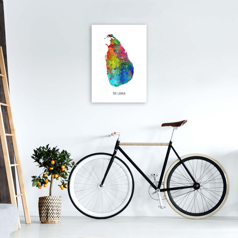 Sri Lanka Watercolour Map Art Print by Michael Tompsett A2 Black Frame