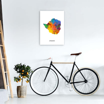 Zimbabwe Watercolour Map Art Print by Michael Tompsett A2 Black Frame