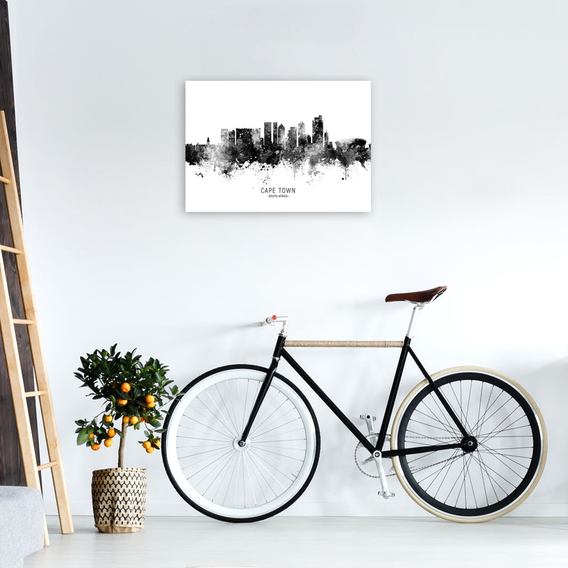 Cape Town South Africa Skyline Black White City Name  by Michael Tompsett A2 Black Frame