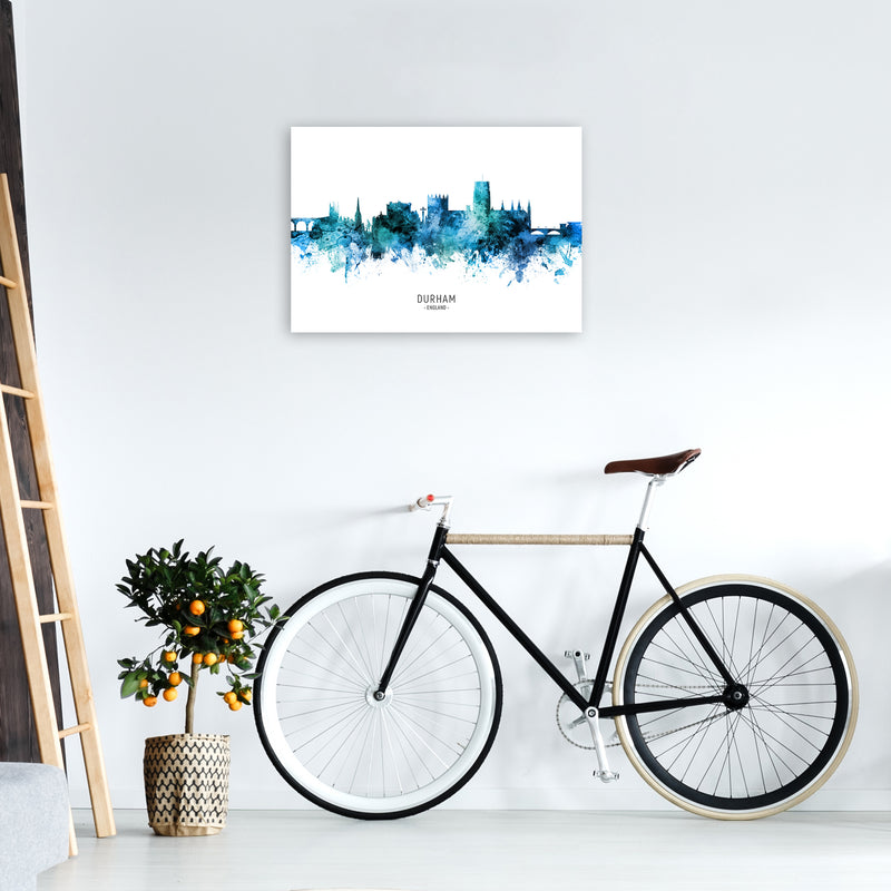 Durham England Skyline Blue City Name  by Michael Tompsett A2 Black Frame