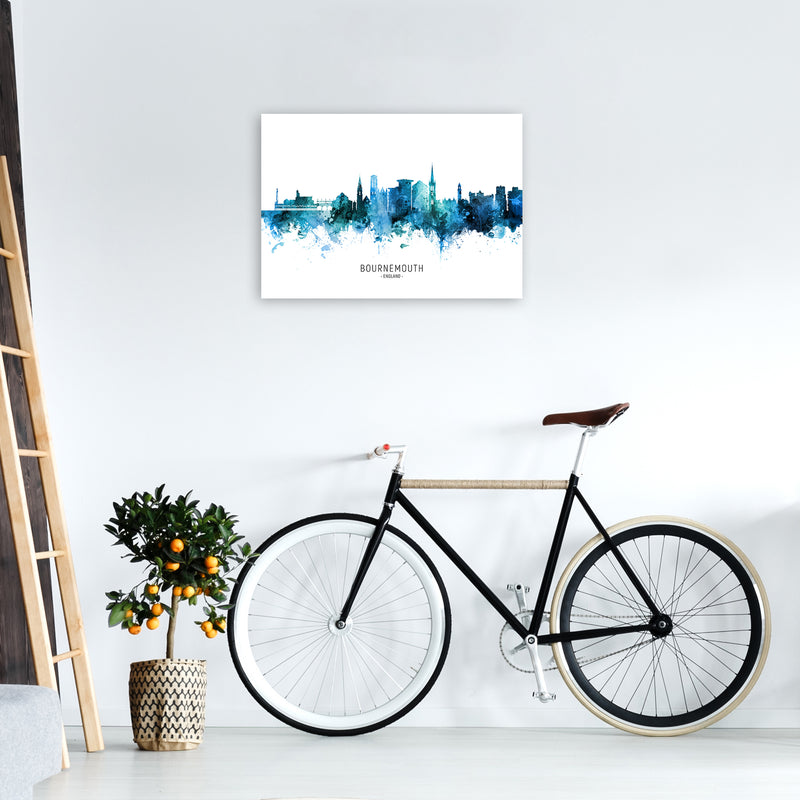 Bournemouth England Skyline Blue City Name  by Michael Tompsett A2 Black Frame
